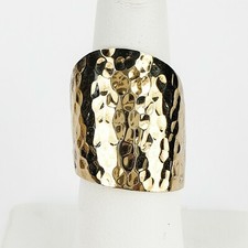 Gold Vermeil Sterling Silver 925 Hammered Wide Band Ring Boho Style Size 6.25