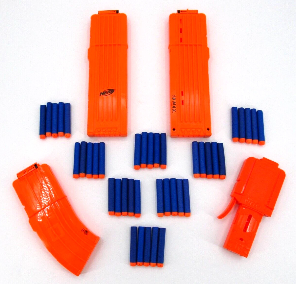 Lot of 4 NERF N Strike Magazine Ammo Dart Clip Cartridge + 40 Nerf