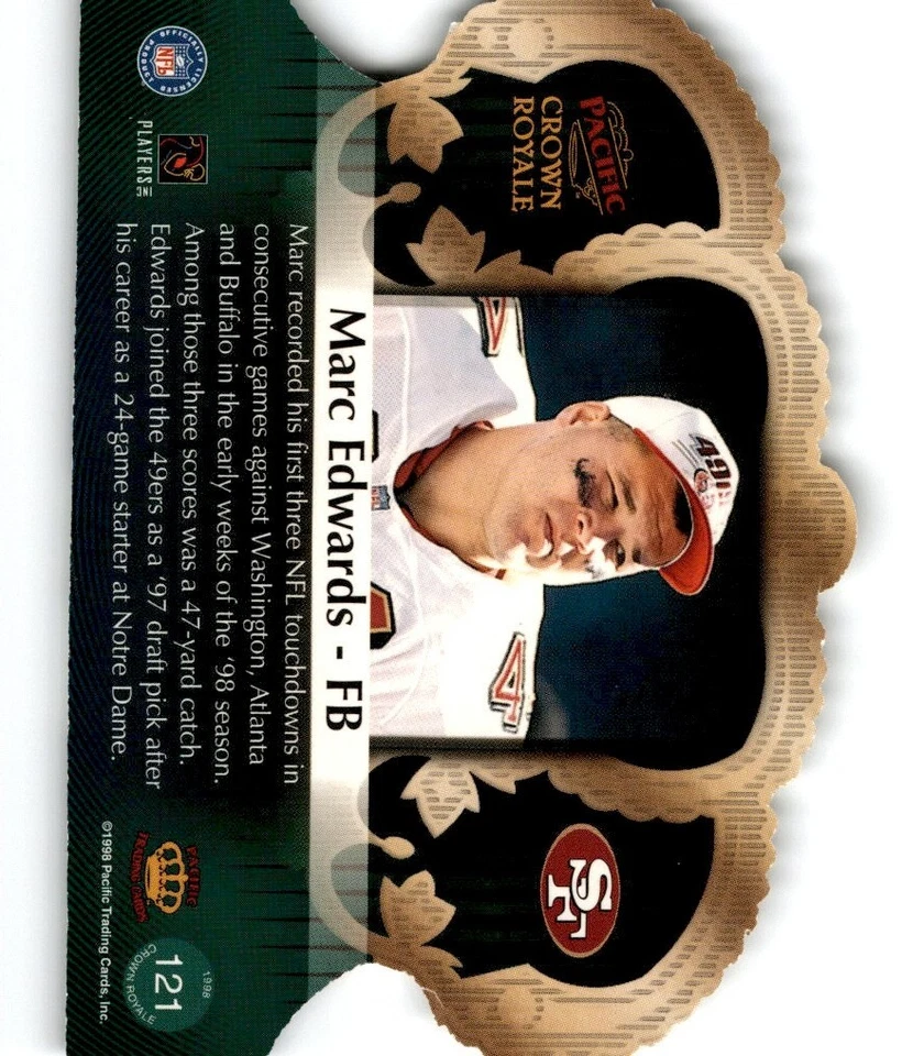 1998 Pacific Crown Royale Marc Edwards San Francisco 49ers #121 - Image 2 of 2