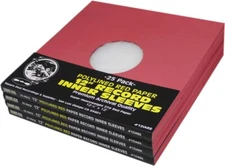 (100) 12" LP Vinyl POLYLINED Record Inner Sleeves COLORED Red ARCHIVAL