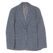Vintage Anderson-little Womens Blazer Jacket Blue Wool 90s Check S