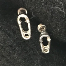 Silver Tone Baby Safety Pin Stud Pierced Earrings