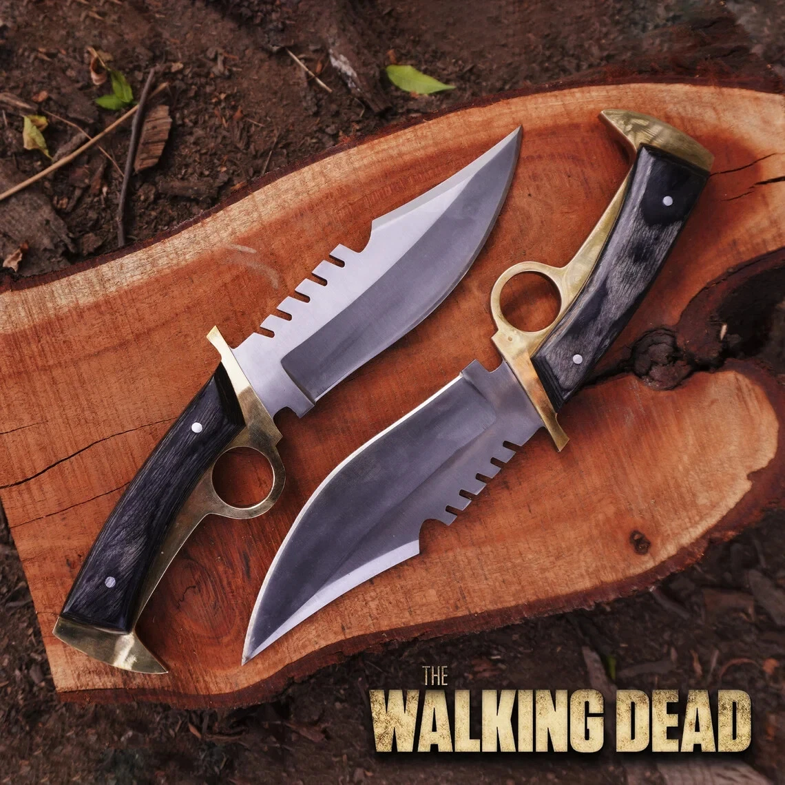 Walking Dead Knife: Replica Bowie Daryl Dixon Finger Guard Knife With Sheath
