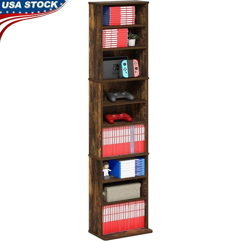 9-Shelf Media Storage Rack Adjustable DVD CD Blu-ray Game Or