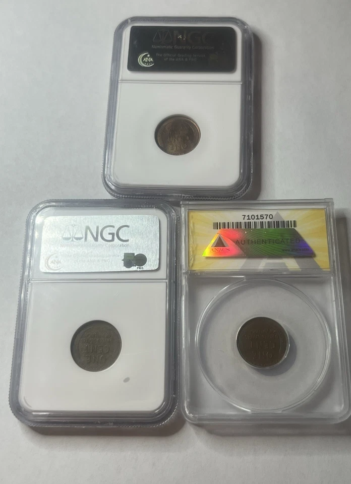 (Lot A 1) 1909P, 1909-VDB, 1909-S, 3 Graded Wheat Penny Set, W/Semi-Key 1909-S! - Image 3 of 4