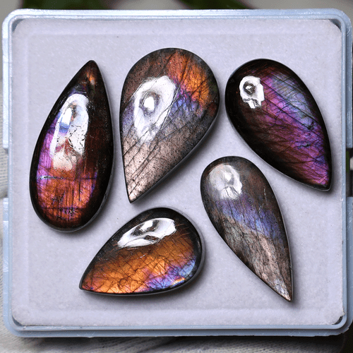 Rainbow Spectrum ~ 5 piezas piedras preciosas cabujón espectrolita natural de alto grado 23 mm-31 mm - Imagen 1 de 11