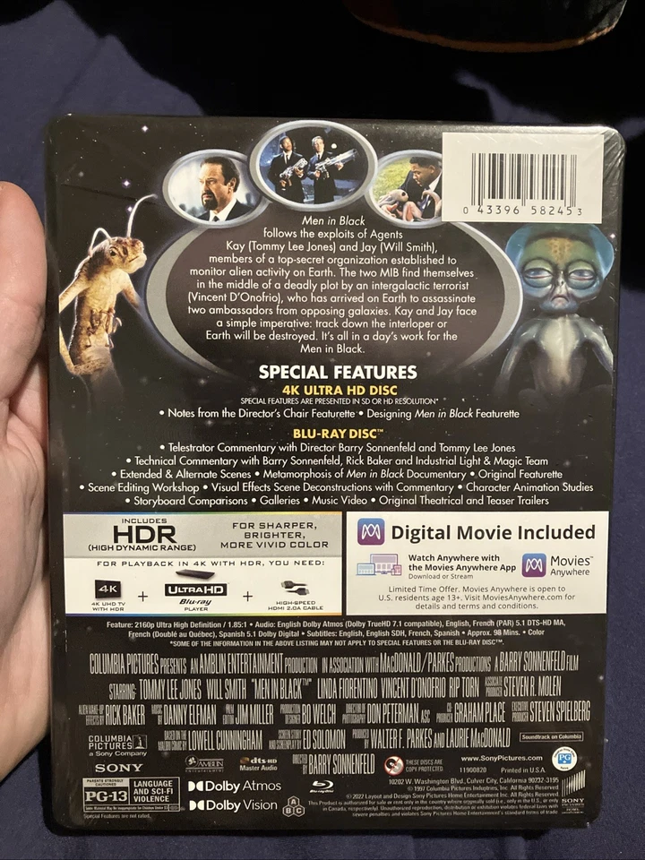 Men in Black 25th Anniversary Steelbook 4K UHD Blu-ray DOLBY VISION NEW - Image 3 of 4