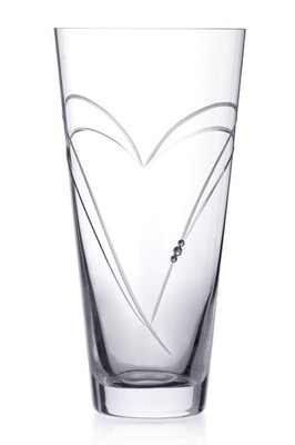 DIAMANTE Herz in Herz handgeschliffen Kristall Vase Swarovski Kristalle