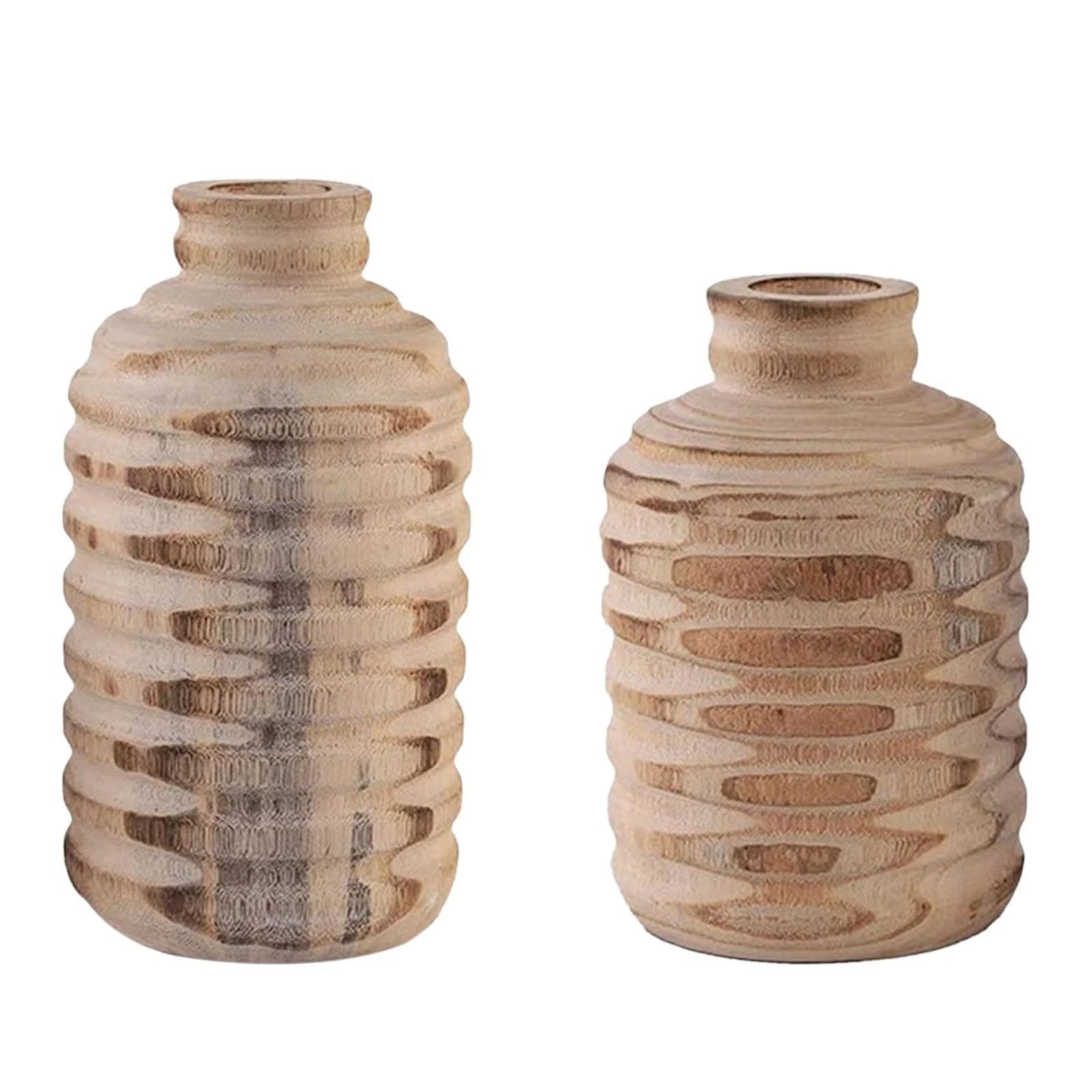 Farmhouse Wood Vase Decorative Vase Nordic Stylish Table Centerpiece for Coffee
