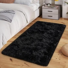 Super Fluffy Throw Rug for Bedroom, Modern Shag Green Area Rugs, Soft and Cozy