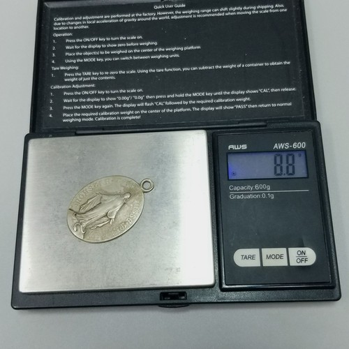 Medaglia Maria Miracolosa Vintage Strofinata Amata Indossata Ovale Tono Argento - Foto 4 di 7