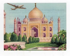 Aviation Card Granose Air Travel 1957. Philippine Airlines DC6-B over Taj Mahal