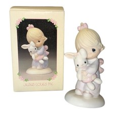 Enesco Precious Moments Jesus Loves Me Figurine 1978 Girl  Bunny Vintage