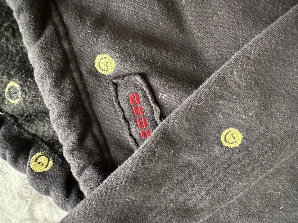 Peace Love World Hoodie Women S/M Black/yellow smiley faces Full Zip, Hippie, - Image 4 of 4