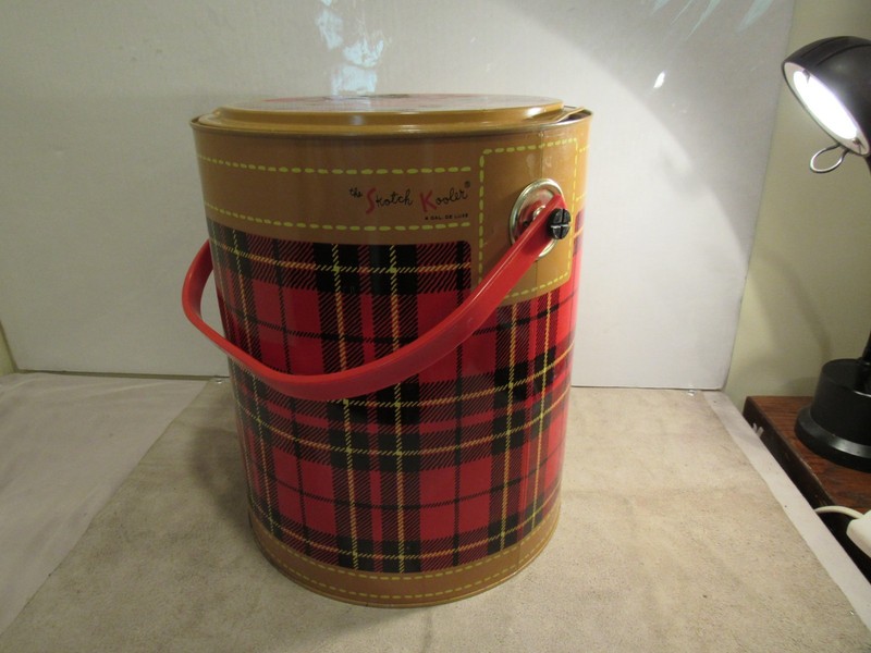 VINTAGE SKOTCH KOOLER 4 GALLON DELUXE TARTAN PLAID 1950's COOLER WITH TRAY!