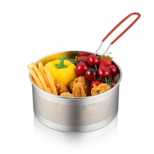 7 Inch Round Stainless Steel Deep Frying Basket Removable Silicone Handle
