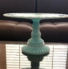 VINTAGE IMPERIAL BLUE MILK GLASS PEDESTAL LACE EDGE CAKE STAND FLAWLESS