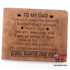 To My Dad Gifts,Leather Wallet for Man,Engraved Personalized Thank you dad