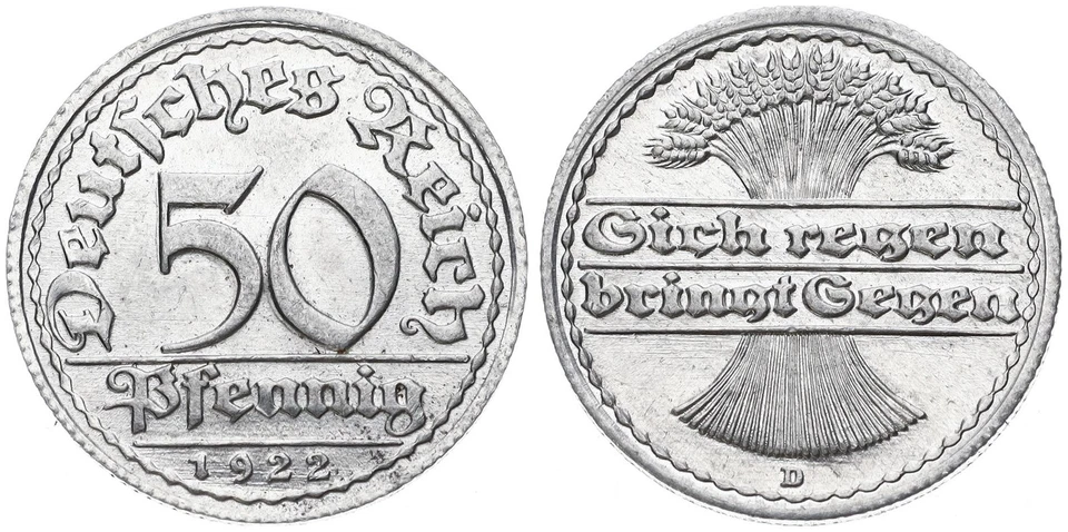 Deutschland - Weimarer Republik 50 Pfennig 1919-1922 - verschiedene Jahrgänge - Bild 1 von 1
