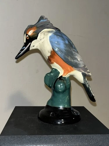Mint And Signed Weller Figural Kingfisher Flower Frog. A++ Glaze Colors.