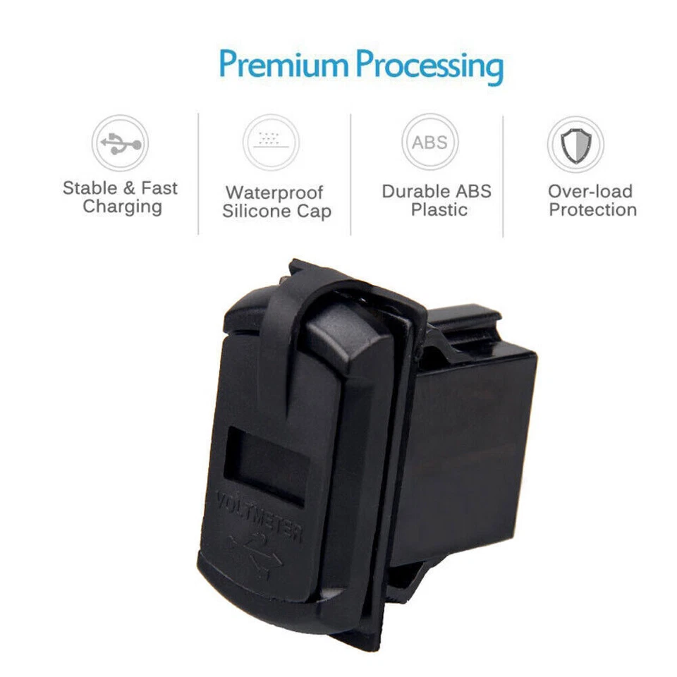 Enchufe adaptador de toma de corriente USB de doble puerto para coche barco motocicleta Foto 4 de 4