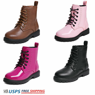 Boys Girls Kids Fashion Ankle Boots Combat Boots Side Zipper High Top Boots 