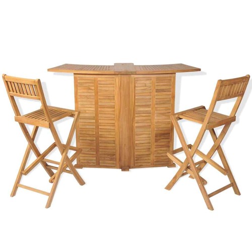 Teak Gartenbar Set 3-tlg. Klappbar Garten Tresen Barhocker Gartentheke vidaXL - Bild 2 von 12