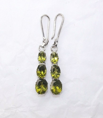 Hermoso pendiente colgante de peridoto de forma ovalada verde 925 astilla - Imagen 4 de 12