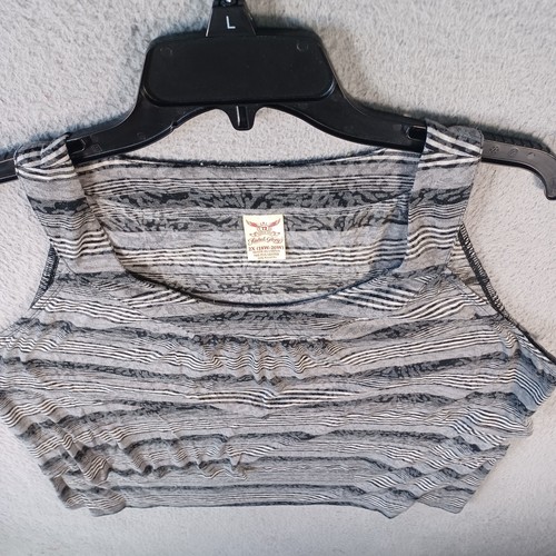 Faded Glory Womens Gray Striped Tank Top size 2X (18W-20W) Round Neck Soft Comfy - Picture 6 of 15