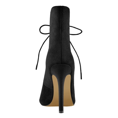 Neu Damen-Stiefeletten Gladiator zehenfrei Schnürung Stiletto hoher Absatz Clubschuhe - Bild 38 von 46