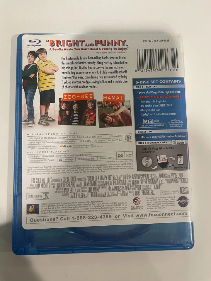 Diary of a Wimpy Kid, Blu-ray & DVD 3-Disc Set, 2010 Charity DS44 - Image 2 of 2