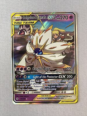 ULTRA RARE Solgaleo & Lunala GX 75/236 Tag Team Pokemon SM Cosmic Eclipse -  LP