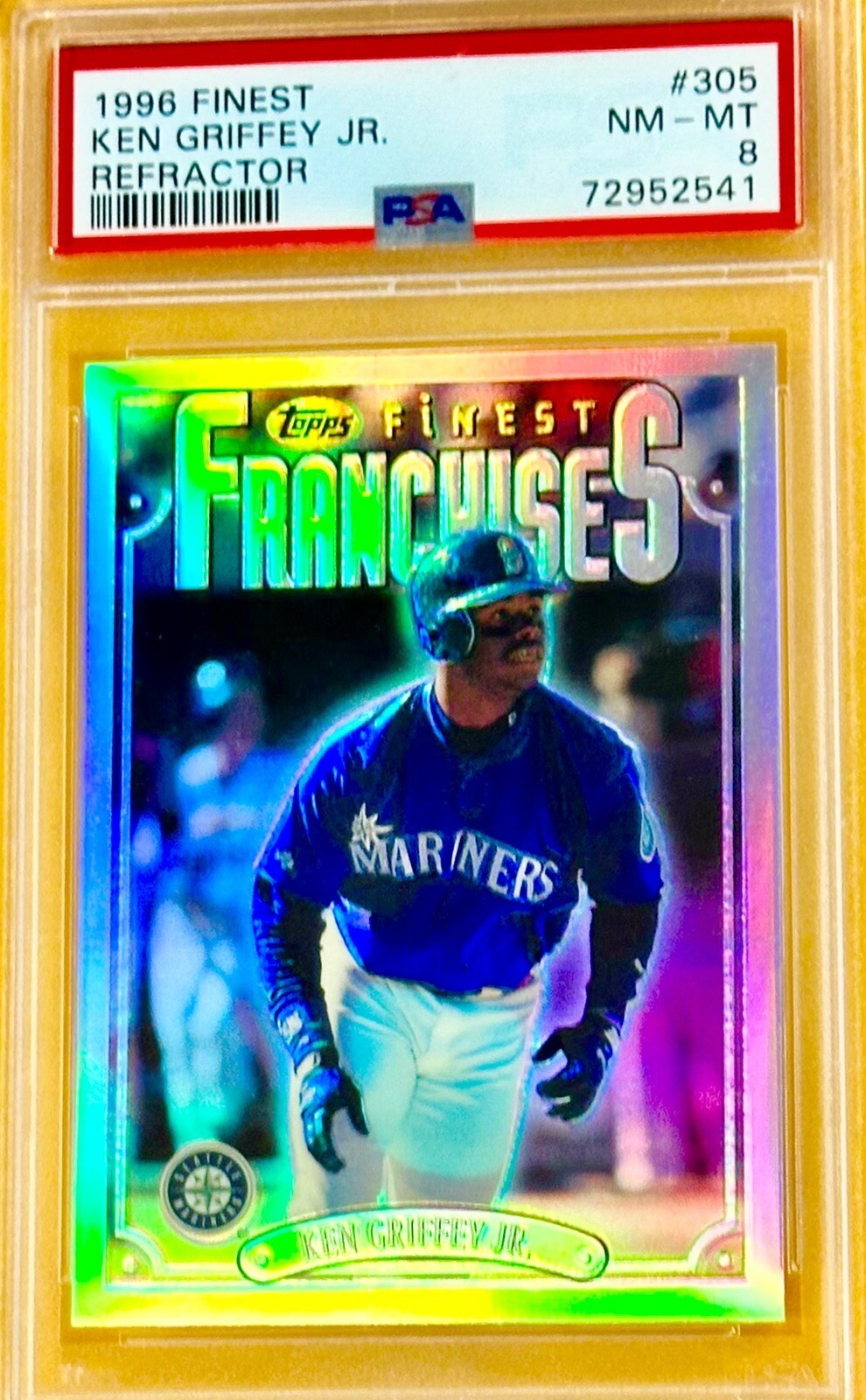 ✨1996 TOPPS FINEST ⚾️ FRANCHISES REFRACTOR ⚡️KEN GRIFFEY JR. #305 SP PSA 8 RARE