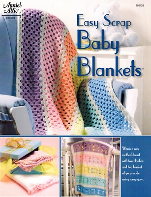 Easy Scrap Baby Blankets Crochet 2 Blankets & 2 Edgings Pattern Leaflet