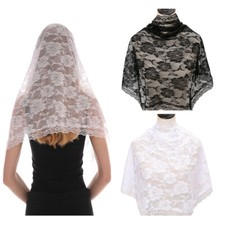 Women Elegant Lace Flower Shoulder Length Short Circular Wedding Bridal Veil