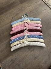 Fabric Clothes Hangers Satin Soft Material Padded Vintage Multicolored Lot of 9
