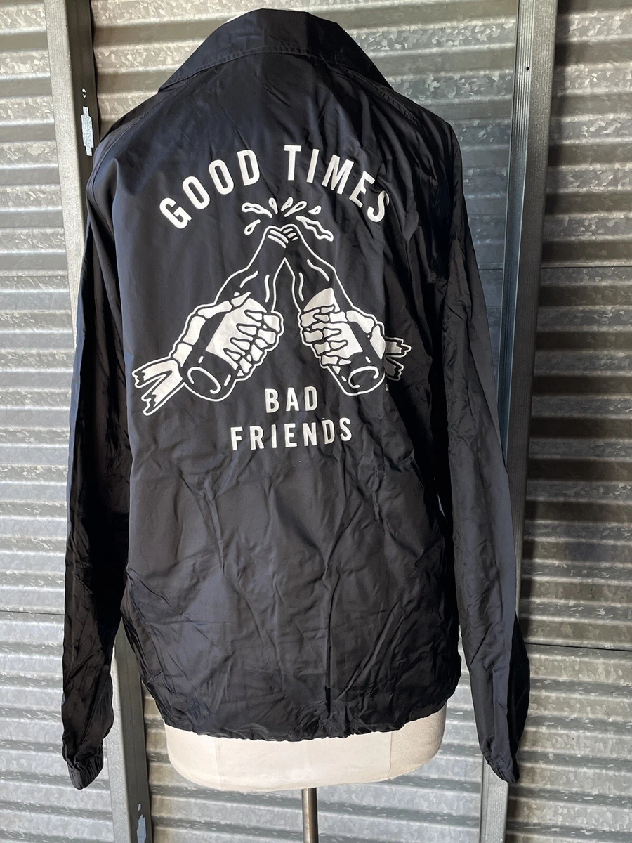 Sketchy Tank Good Times Bad Friend Black Coach Jacket Lined Windbreaker  Size M | eBay