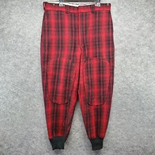 Vintage Woolrich 503 Hunting Pants Size 36 Red/Black Plaid USA Reinforced Read 