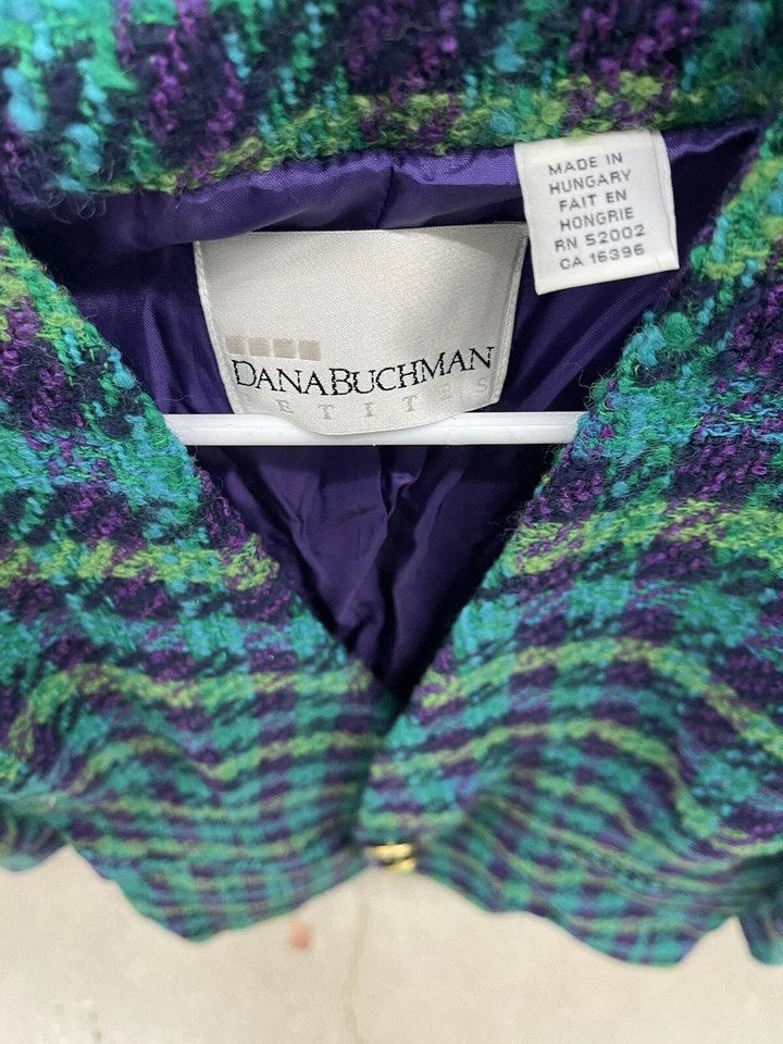 Dana Buchman Vintage Cuadros Lana Doble Botonadura Oro Botones Foto 4 de 4