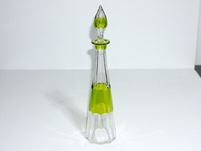 VAL SAINT LAMBERT CHARTREUSE GREEN GEVAERT TCPL CUT-TO-CLEAR APERITIF DECANTER