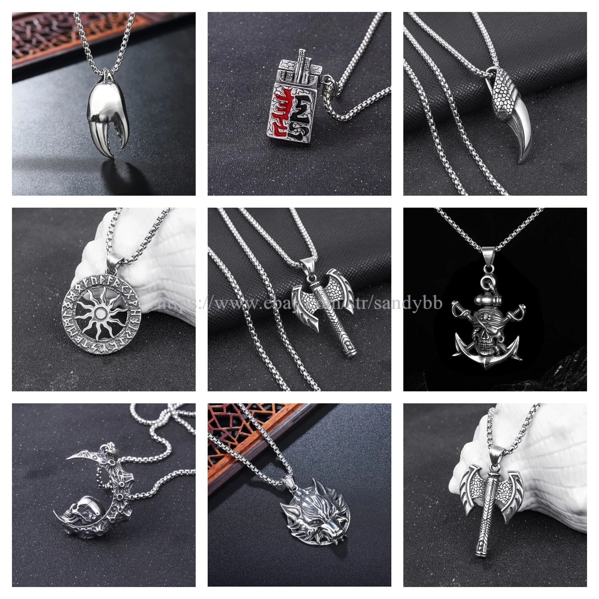 24pcs wholesale necklaces punk rock pendants stainless steel link chain men