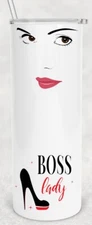 Boss Lady Glam Tumbler type 20 oz Skinny custom drink ware with straw