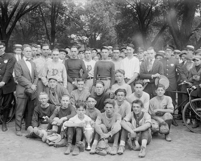 Sports team with trophy 1918 Vintage Old Photo 8.5 x 11 Reprints