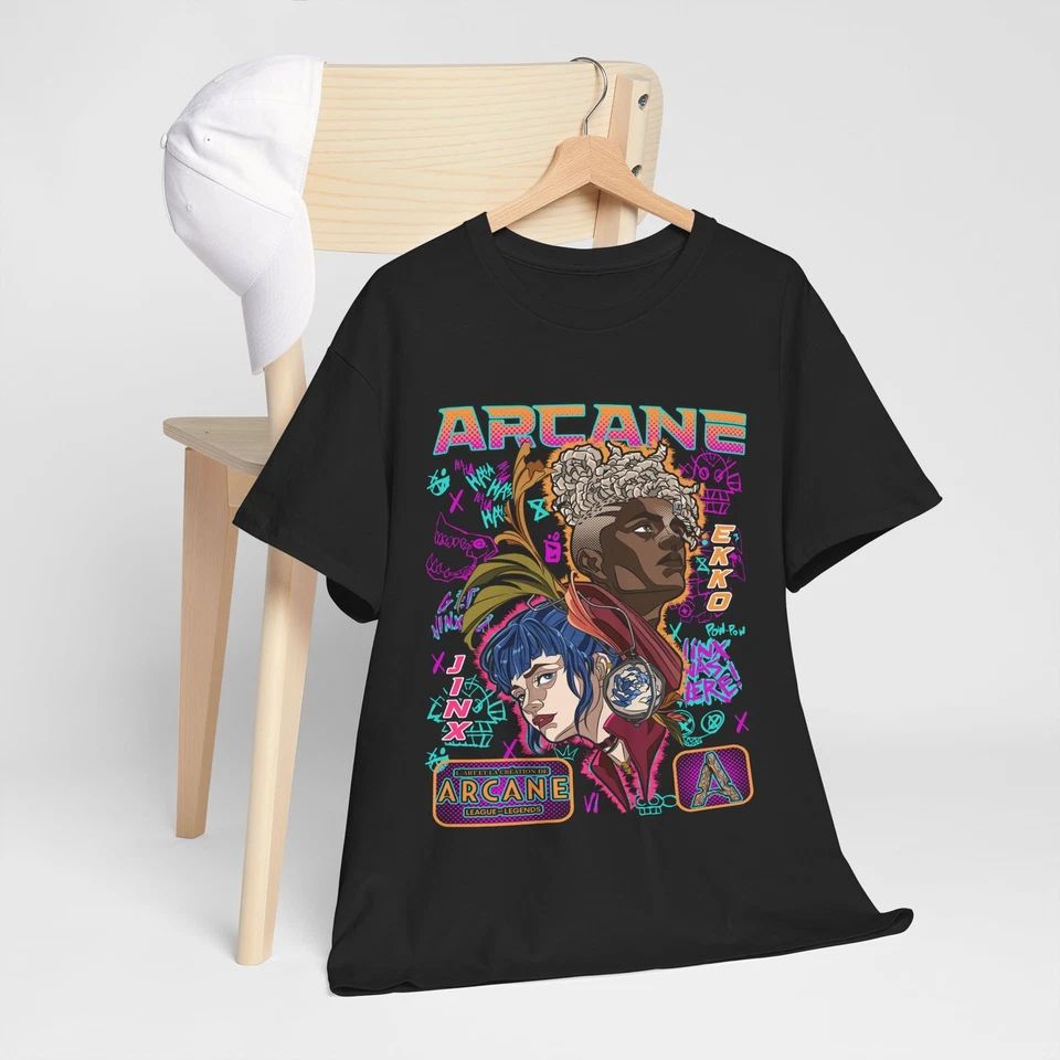 Camiseta Jinx Arcana Anime Japonés Dibujos Animados Jinx Arcano Gráfico Camiseta Regalo  Foto 2 de 4
