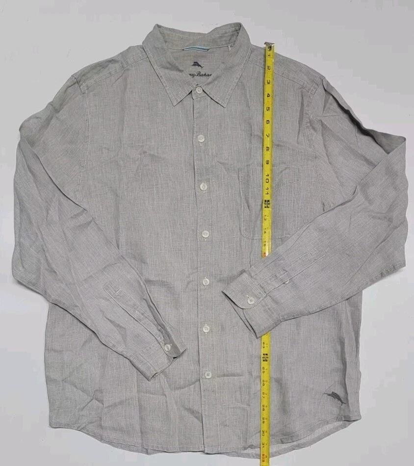 Tommy Bahama 100% Linen Shirt Long Sleeve Button-Up Men's XL Gray