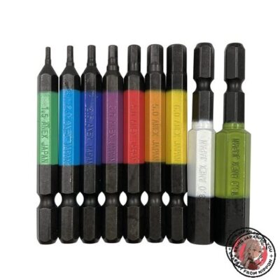 あけみです ANEX ACHX9-65L Color Bit Hex Wrench 9 Piece Set 65mm 6.35mm Shank