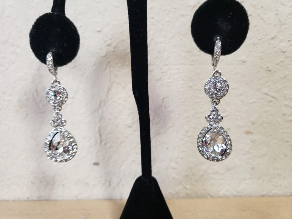 Givenchy Teardrop Crystal Dangle Runway Earrings - Image 4 of 4