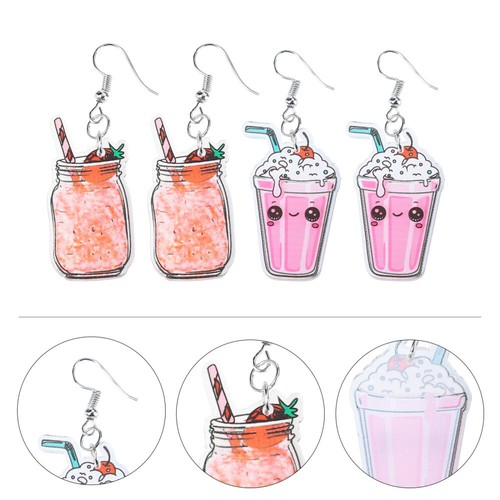 2 Pairs Ohrringe Für Kalte Getränke Ohrringdekor Sommerlicher Ohrschmuck - Bild 11 von 12