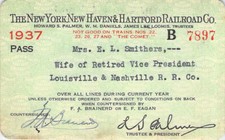 NEW YORK NEW HAVEN HARTFORD LOUISVILLE AGT RAILROAD RAILWAY PASS RECEIVER