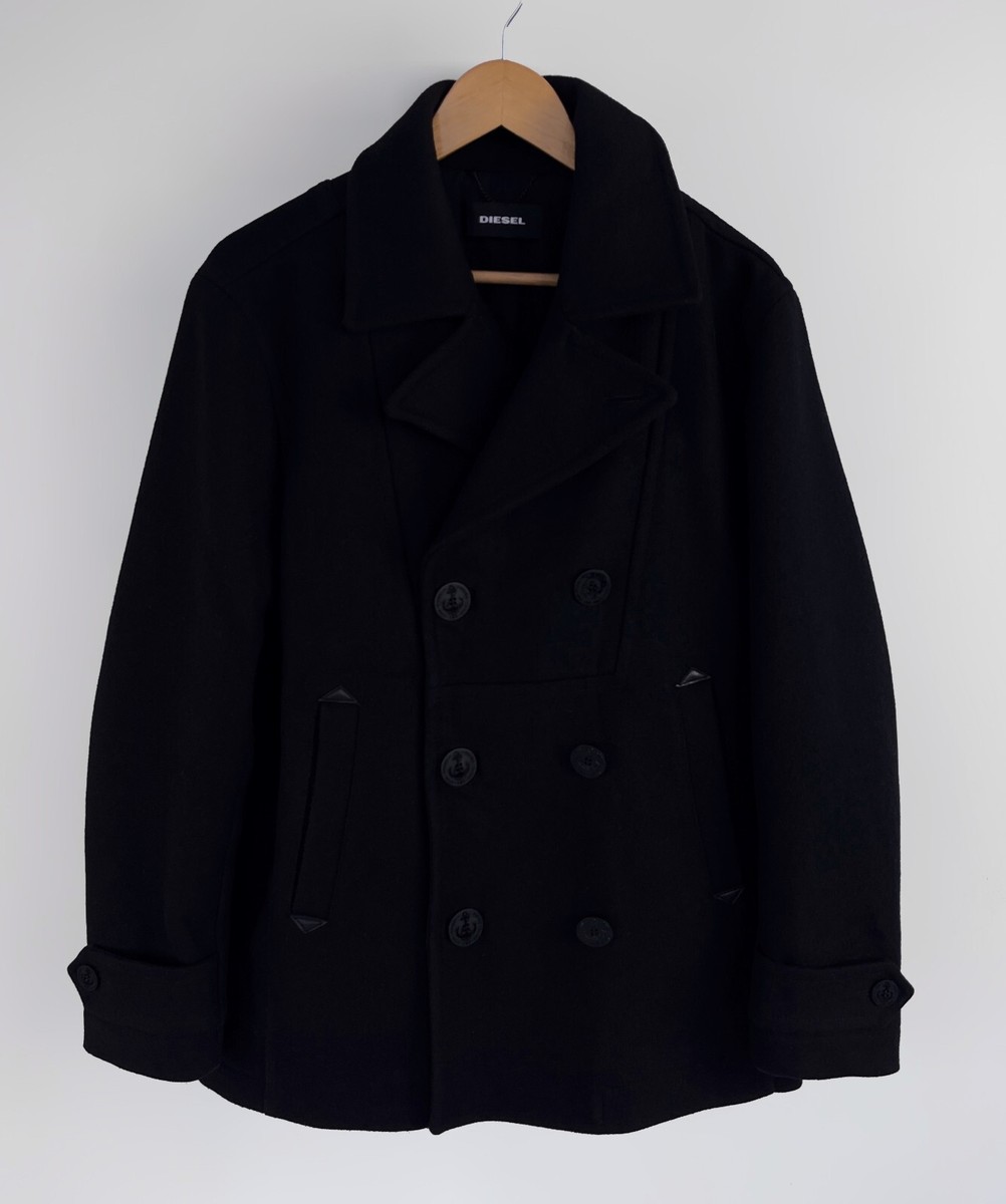ジャケット・アウター DIESEL wool long coat (double) Rare VTG DIESEL Logo Button's Double Breasted Wool Jacket